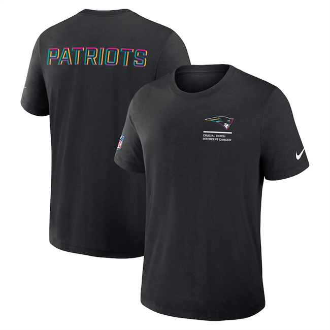 Men's New England Patriots Black 2025 Crucial Catch Tri-Blend Dri-FIT T-Shirt